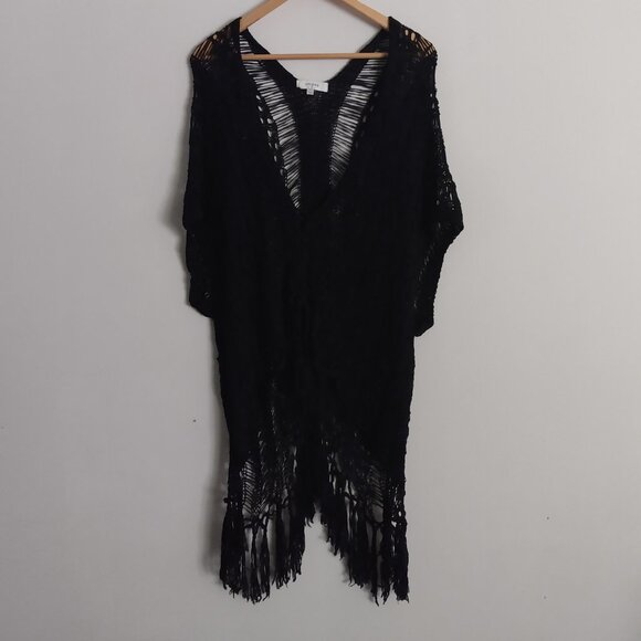 Umgee Kimono Size M / L Duster Topper Coverup Open Front Cardigan Crochet Knit - Picture 2 of 16